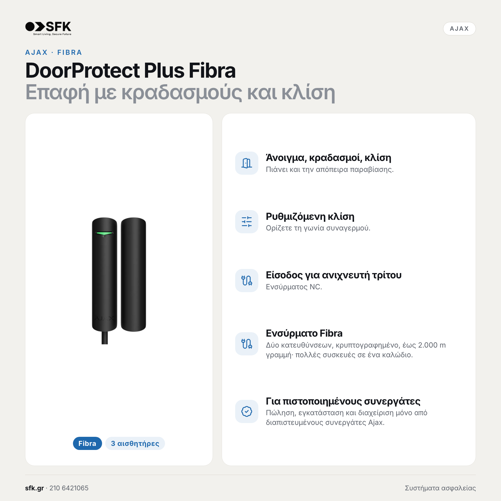 Ajax DoorProtect Plus Fibra: χαρακτηριστικά