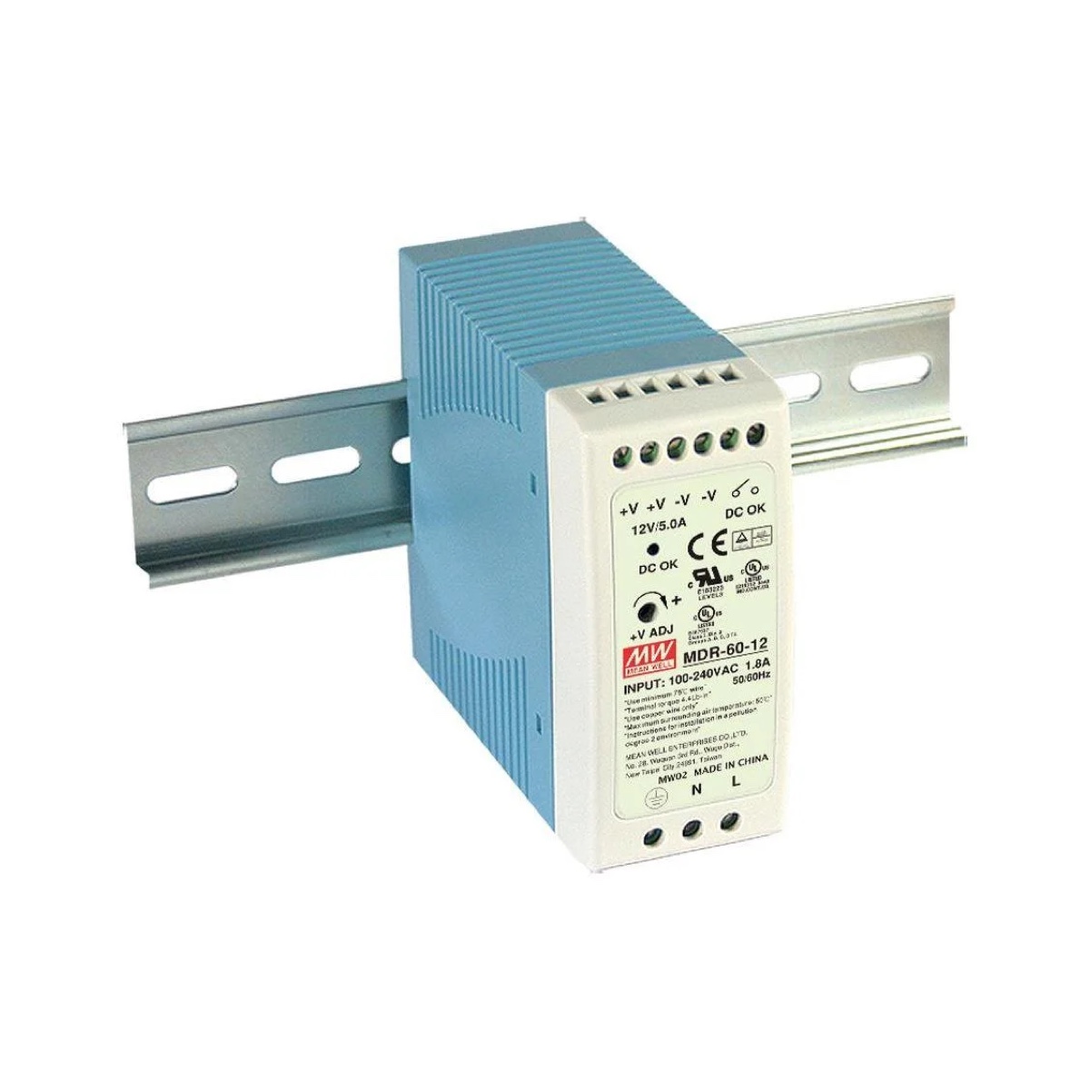 MEANWELL MDR-60-12 ΤΡΟΦΟΔΟΤΙΚΟ ΡΑΓΑΣ 60W/12VDC/5A PFC ULTRA SLIM