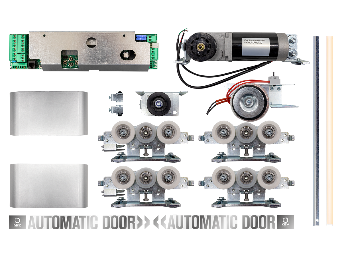 KEY AUTOMATION KLEV2L - LEVANTE κιτ μηχανισμού αυτόματης συρόμενης πόρτας, δίφυλλη, έως 120 + 120 kg, χωρίς προφίλ
