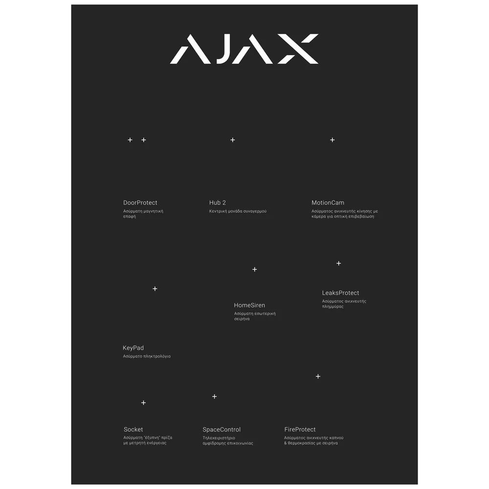 AJAX - WALL STAND GR Mεταλλικό πάνελ επίδειξης προϊόντων ΑJAX, με επιγραφές στην Ελληνική γλώσσα