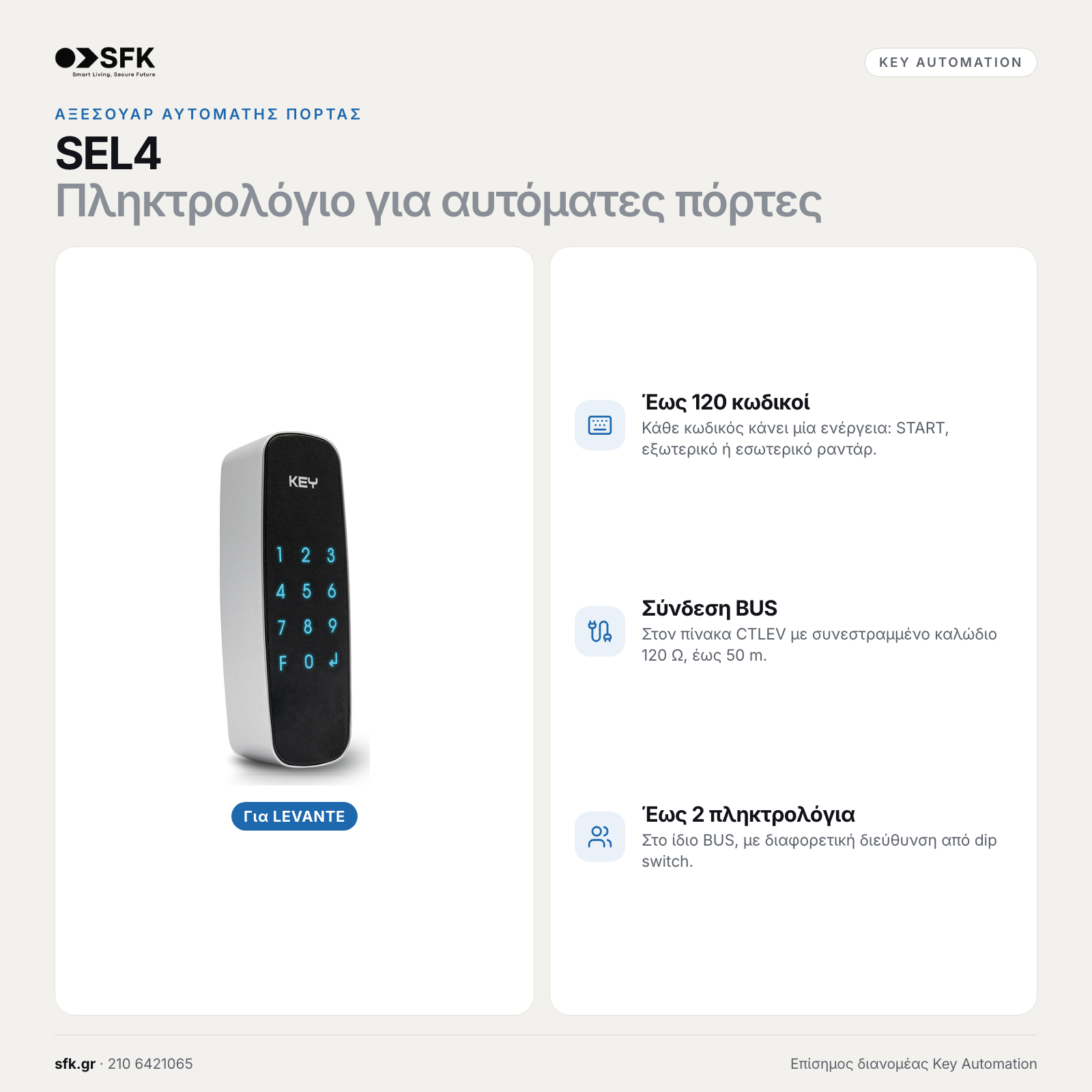 Key SEL4 · Πληκτρολόγιο για αυτόματες πόρτες (αξεσουάρ αυτόματης πόρτας)