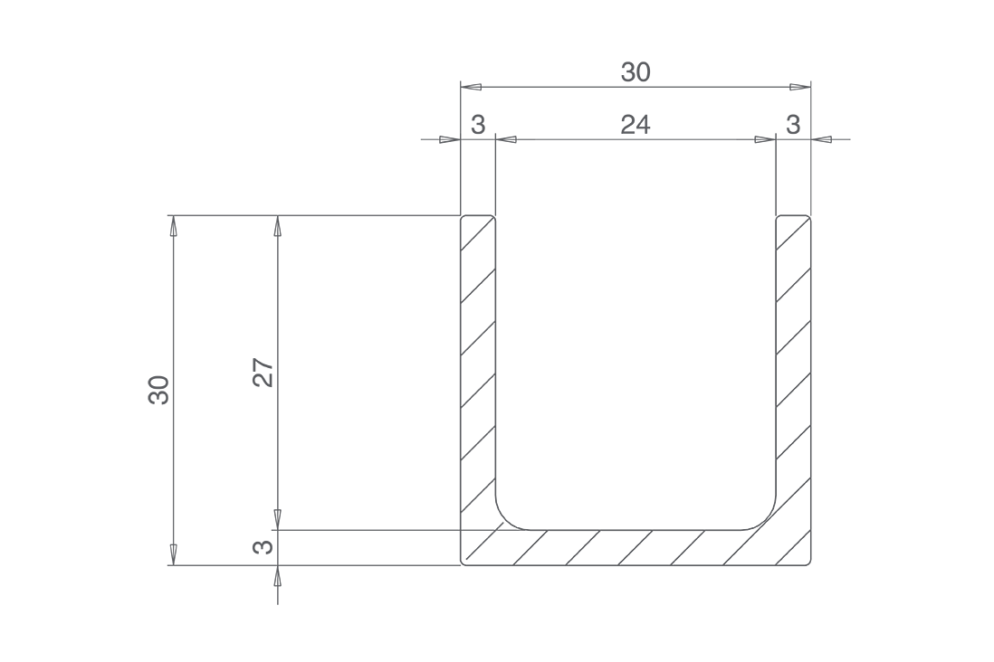 KEY AUTOMATION PA021 - Οδηγός δαπέδου κομμένος στο μήκος (ανά m) 2