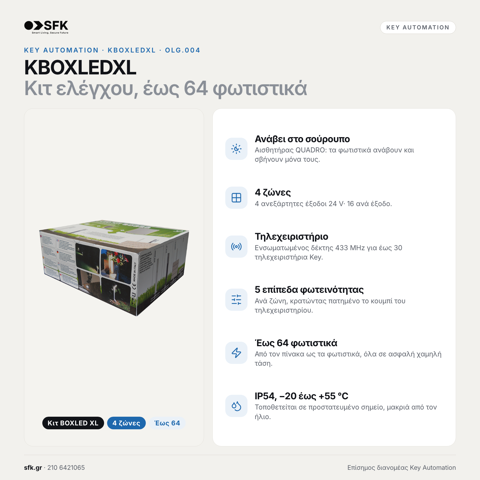 KEY AUTOMATION KBOXLEDXL: Χαρακτηριστικά