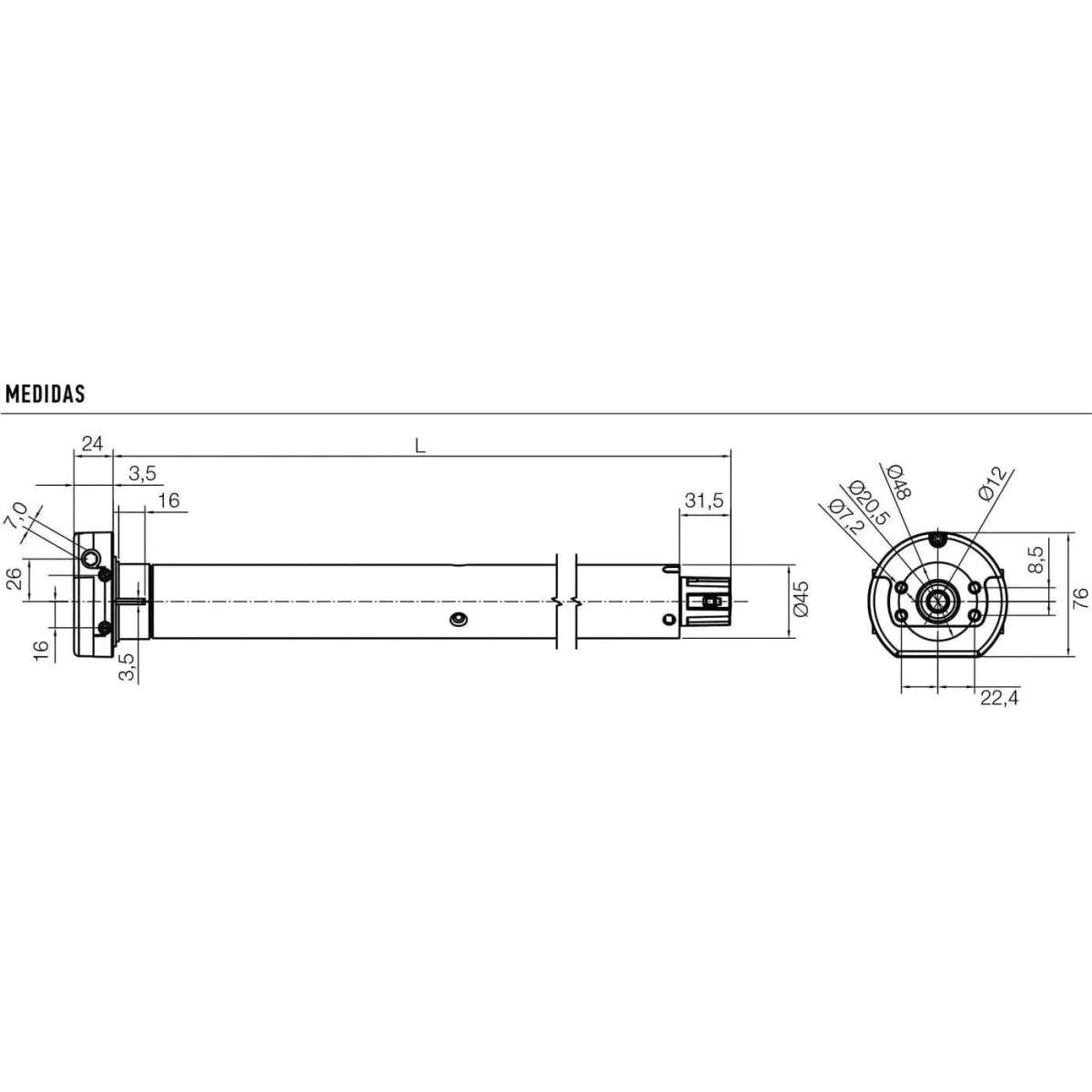 Nice Era MH 5012 - Σωληνωτό Μοτέρ Μανιβέλας 50Nm έως 95kg - SFK