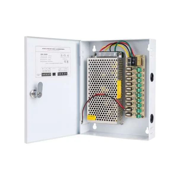 ROTOR Τροφοδοτικό 12V:10A με 9 εξόδους και μεταλλικό κουτί