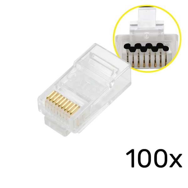ROTOR RJ45 Βύσματα Δικτύου Pass Through Cat6 (100τμχ)