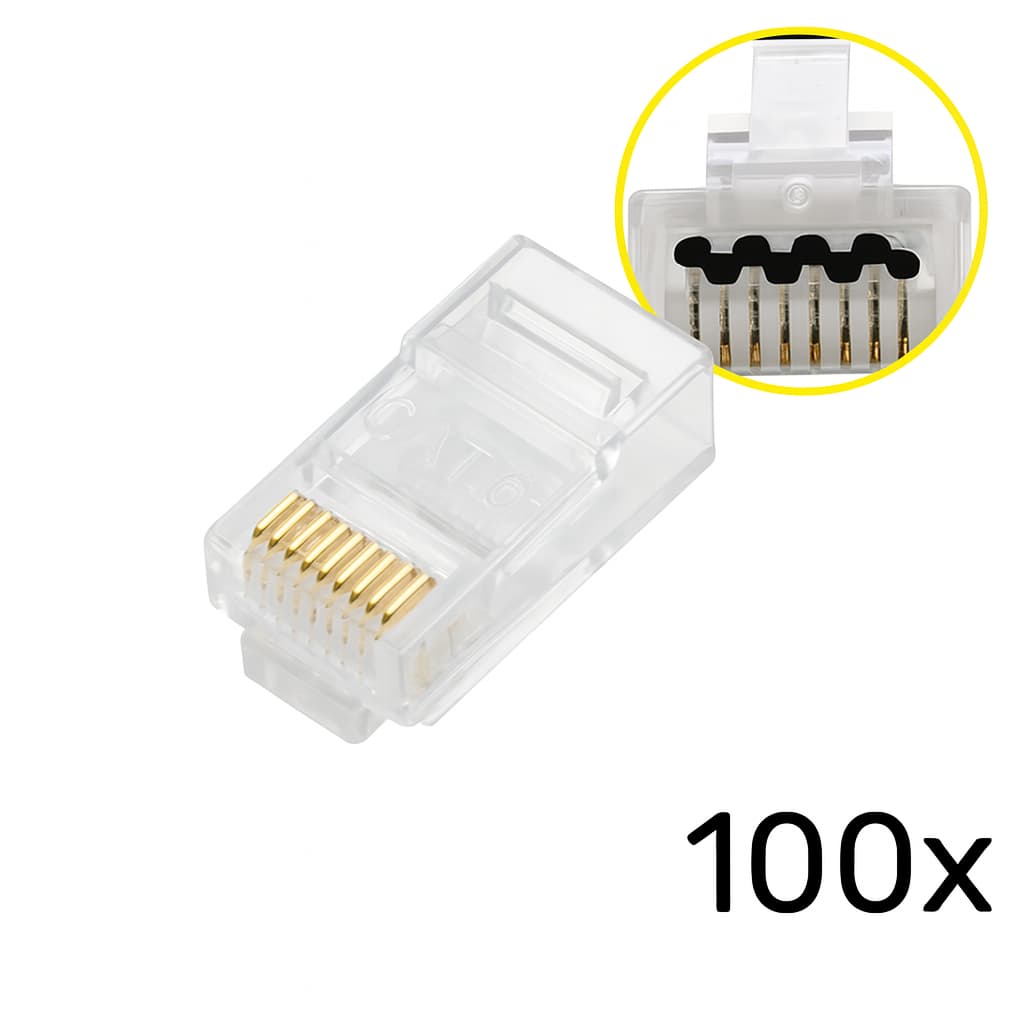 ROTOR RJ45 Βύσματα Δικτύου Pass Through Cat6 (100τμχ)