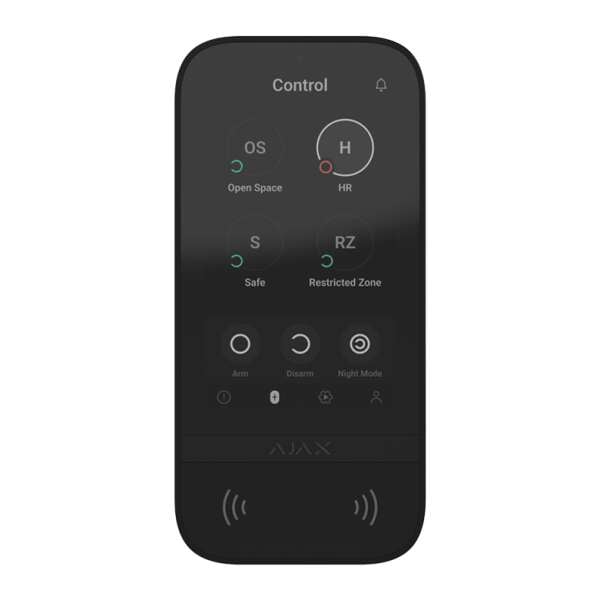 AJAX - KEYPAD TOUCHSCREEN BLACK Ασύρματο πληκτρολόγιο με οθόνη αφής 5'' (inch), σε μαύρο χρώμα.