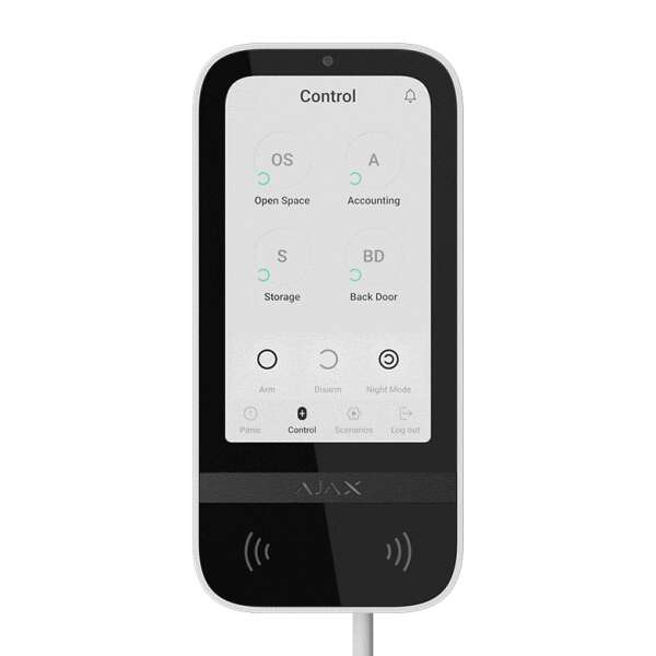 AJAX - KEYPAD TOUCHSCREEN WHITE FIBRA Ενσύρματο πληκτρολόγιο Fibra με οθόνη αφής 5'' (inch), σε λευκό χρώμα.