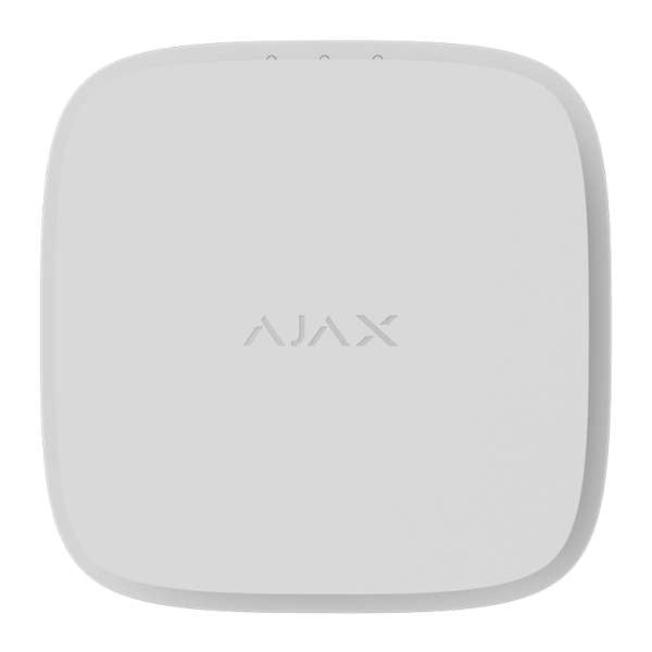 AJAX - FIRE PROTECT 2 RB (HEAT/SMOKE) WHITE Νέος ασύρματος ανιχνευτής καπνού και θερμοκρασίας με ενσωματωμένη σειρήνα, σε λευκό χρώμα.