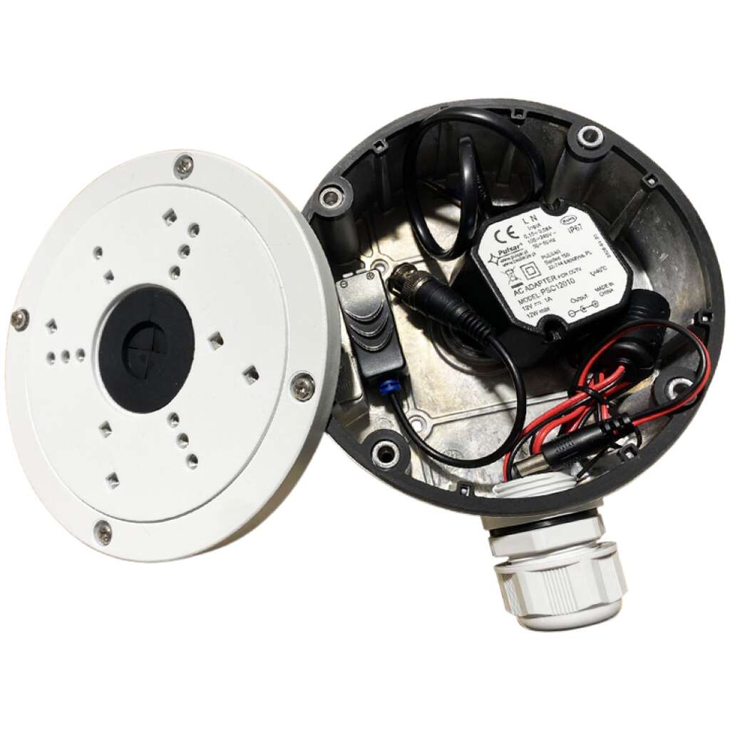 PULSAR - PSC12010 12V/1A Στεγανό τροφοδοτικό 12V/1A μικρών διαστάσεων, κατάλληλο για τοποθέτηση σε βάση κάμερας ή ηλεκτρολογικό κουτί.