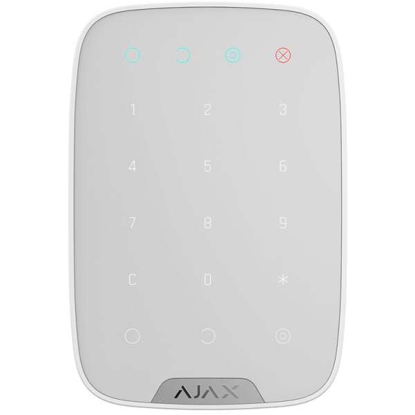 AJAX - KEYPAD WHITE Ασύρματο πληκτρολόγιο αφής, σε λευκό χρώμα.