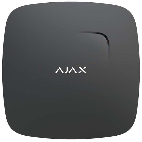 AJAX - FIRE PROTECT BLACK Ασύρματος ανιχνευτής καπνού και θερμοκρασίας με ενσωματωμένη σειρήνα, σε μαύρο χρώμα.
