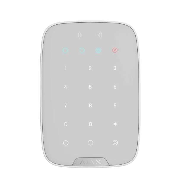 AJAX - KEYPAD PLUS WHITE Ασύρματο πληκτρολόγιο αφής με ενσωματωμένο Proximity Reader, σε λευκό χρώμα.