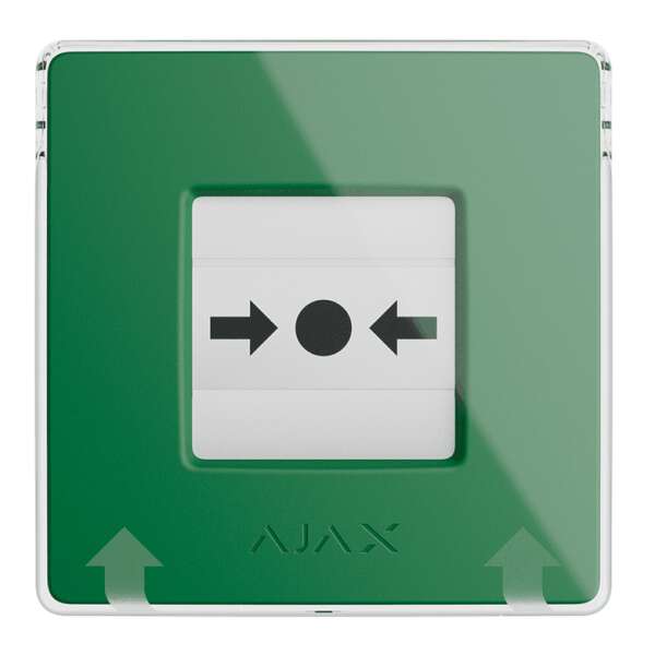 AJAX - MANUAL CALL POINT (GREEN) Ασύρματο μπουτόν επίτοιχης τοποθέτησης για χειροκίνητη αναγγελία συναγερμού και χρήση σεναρίων αυτοματισμού, σε πράσινο χρώμα.