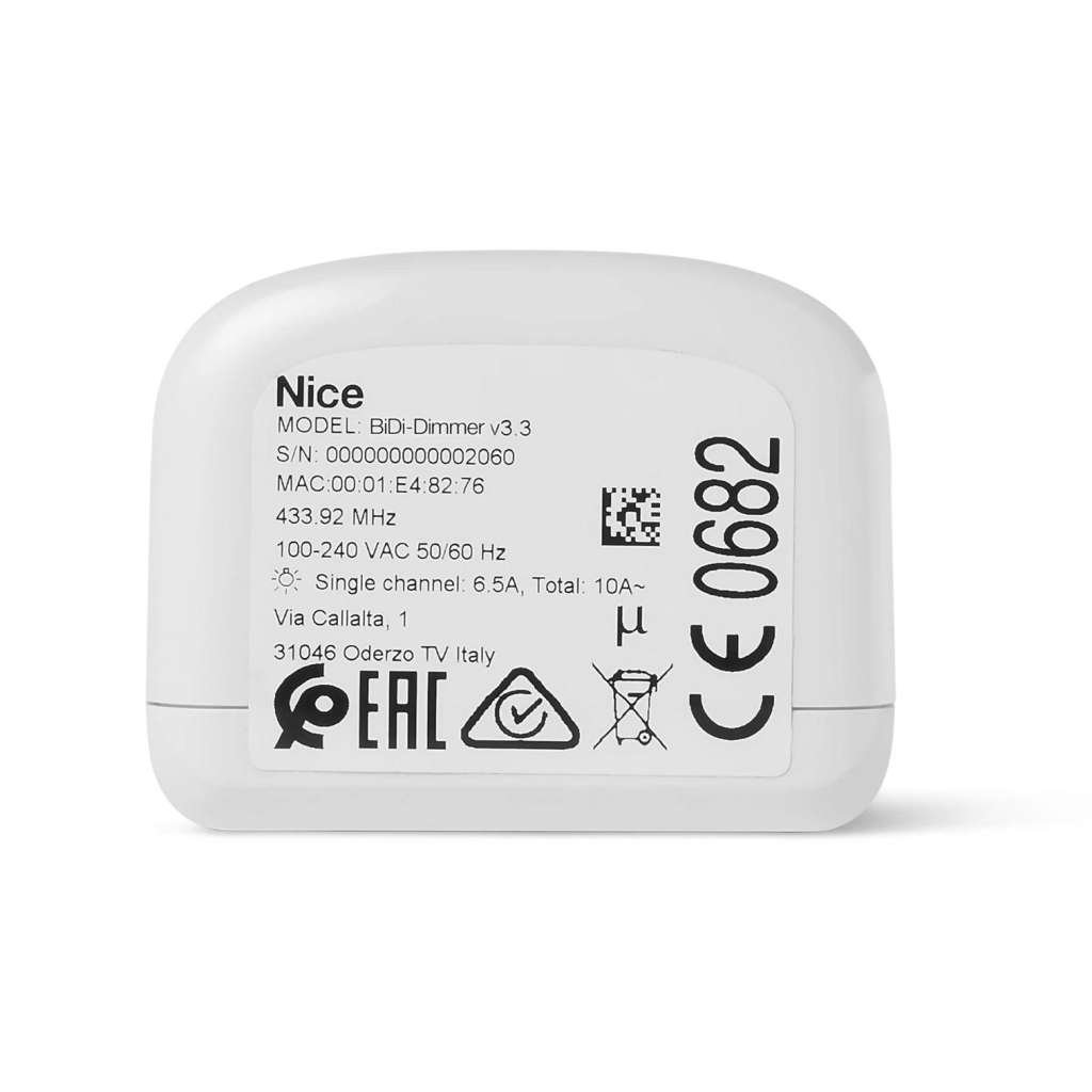 Nice BIDI-DIMMER - Αμφίδρομος δέκτης ελέγχου έντασης ενός φωτός (με μέτρηση κατανάλωσης)