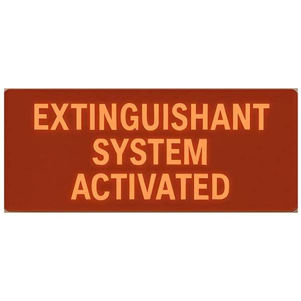 L-EXT SYS ACT Καρτέλα μηνύματος για την συσκευή DOA FJ/CPD. Μήνυμα: EXTINGUISHANT SYSTEM ACTIVATED