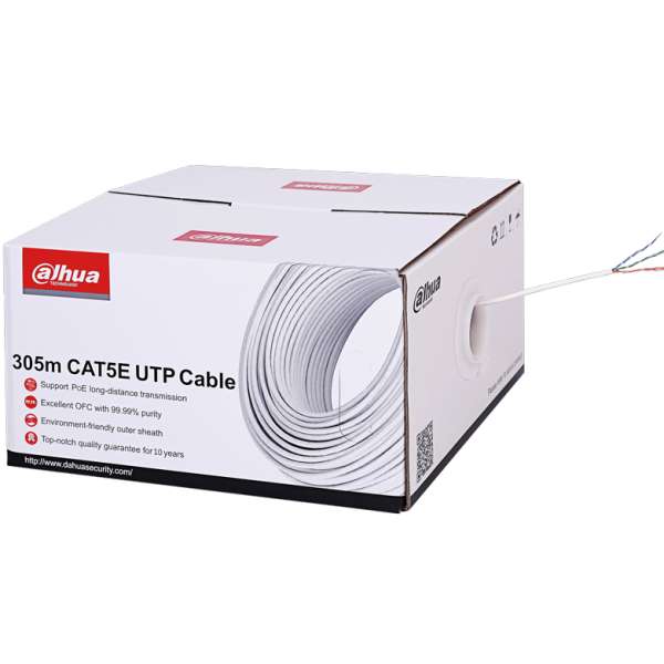 DAHUA - PFM920I-5EUN Καλώδιο UTP Cat 5E, 305 μέτρων, λευκού χρώματος. Χαλκός καθαρότητας 99.99%