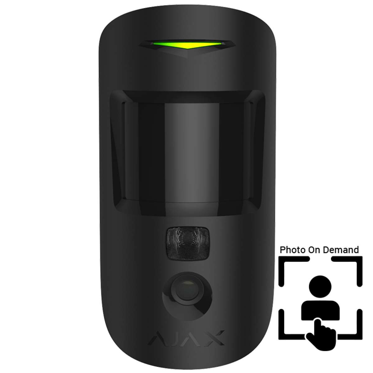 AJAX - MOTION CAM BLACK (PhOD) Ασύρματος ανιχνευτής κίνησης σε μαύρο χρώμα με ενσωματωμένη κάμερα για φωτογραφίες κατ' επιλογή.