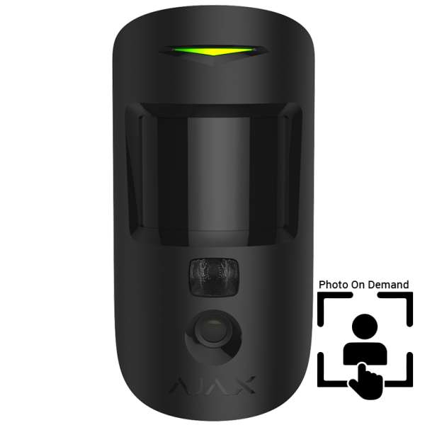AJAX - MOTION CAM BLACK (PhOD) Ασύρματος ανιχνευτής κίνησης σε μαύρο χρώμα με ενσωματωμένη κάμερα για φωτογραφίες κατ' επιλογή.