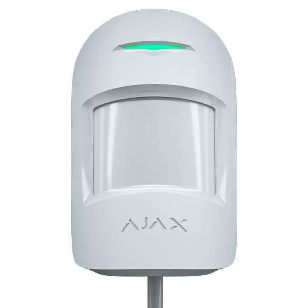 AJAX - MOTION PROTECT PLUS FIBRA WHITE Ενσύρματος ανιχνευτής FIBRA, PIR, Μicrowave & Pet Friendly (20kg) σε λευκό χρώμα.