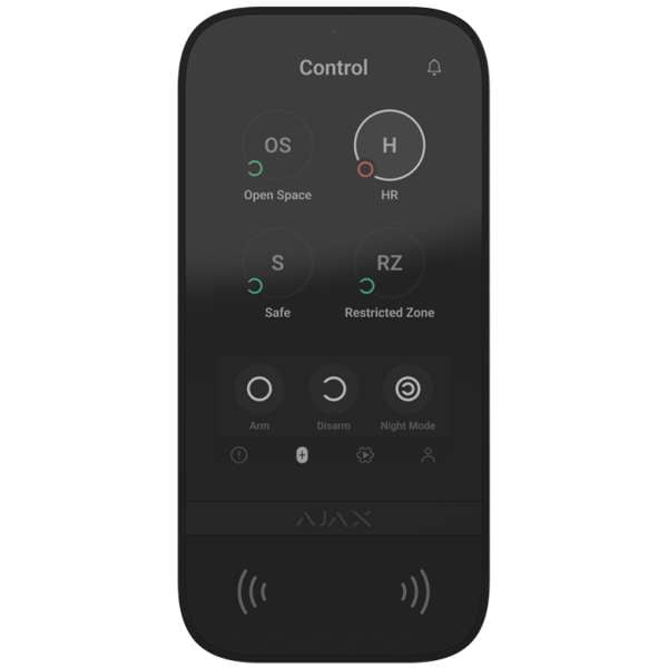AJAX - KEYPAD TOUCHSCREEN BLACK Ασύρματο πληκτρολόγιο με οθόνη αφής 5'' (inch), σε μαύρο χρώμα.