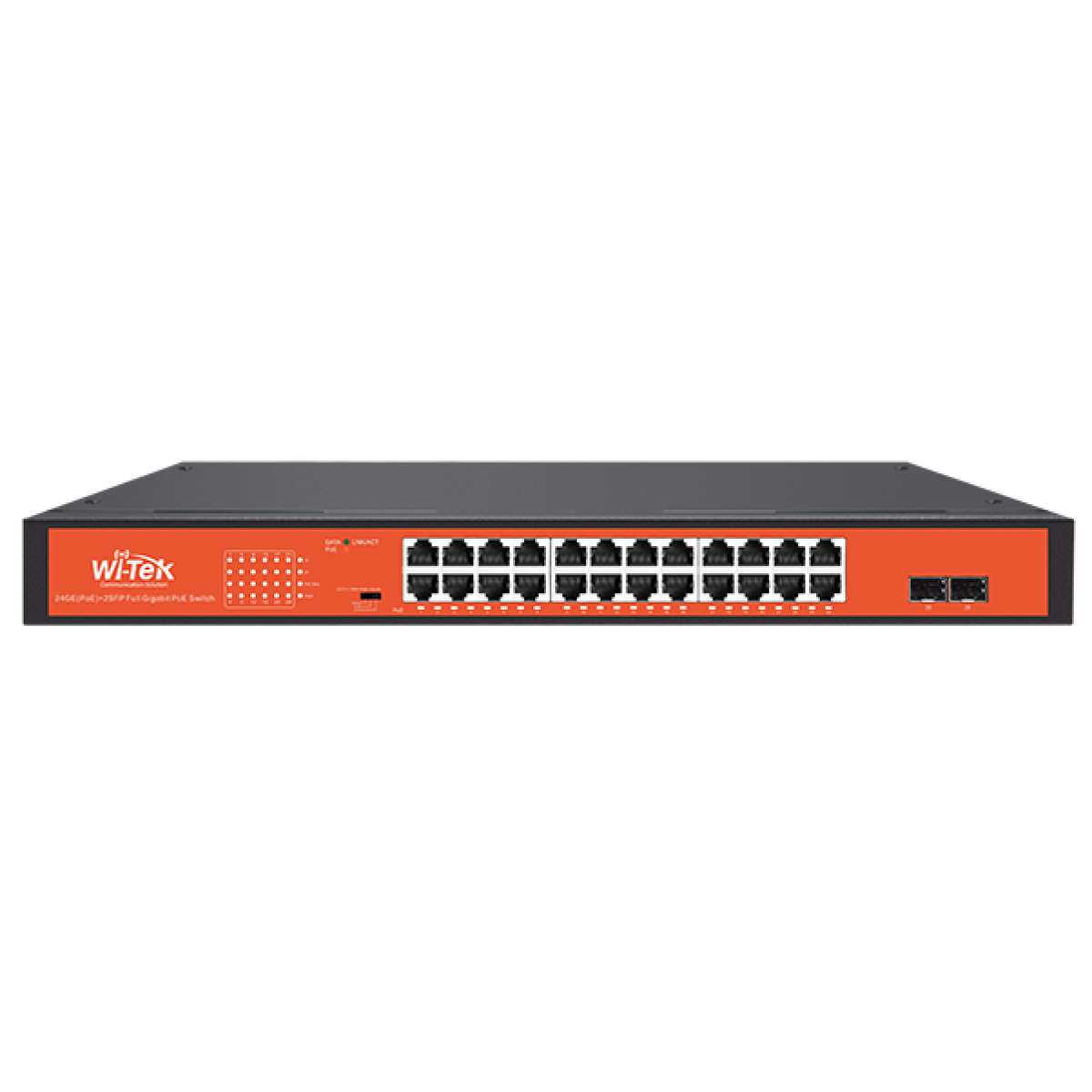 WI-TEK - WI-PS326GFH Rackmount Switch με 24 θύρες PoE στα 1000Μbps, 2 θύρες uplink Combo SFP. Λειτουργία VLAN. Τροφοδοσία 250W.