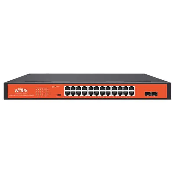 WI-TEK - WI-PS326GFH Rackmount Switch με 24 θύρες PoE στα 1000Μbps, 2 θύρες uplink Combo SFP. Λειτουργία VLAN. Τροφοδοσία 250W.