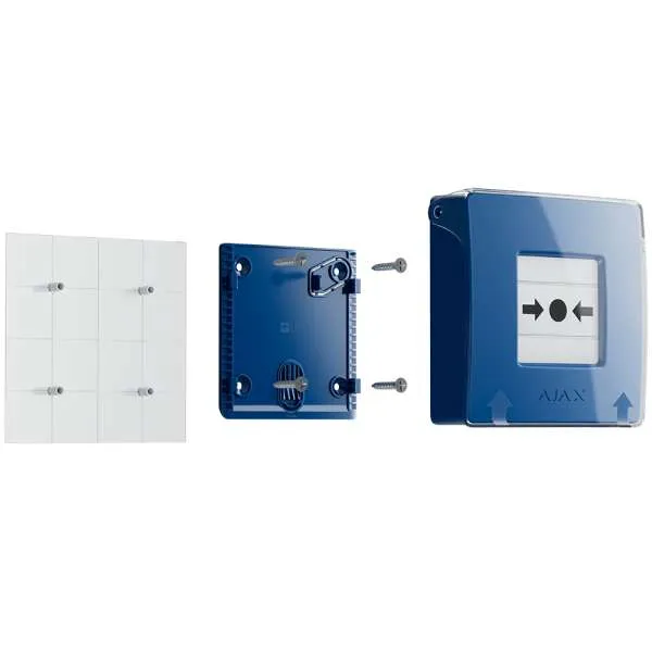 AJAX - MANUAL CALL POINT (BLUE) Ασύρματο μπουτόν επίτοιχης τοποθέτησης για χειροκίνητη αναγγελία συναγερμού και χρήση σεναρίων αυτοματισμού, σε μπλε χρώμα.
