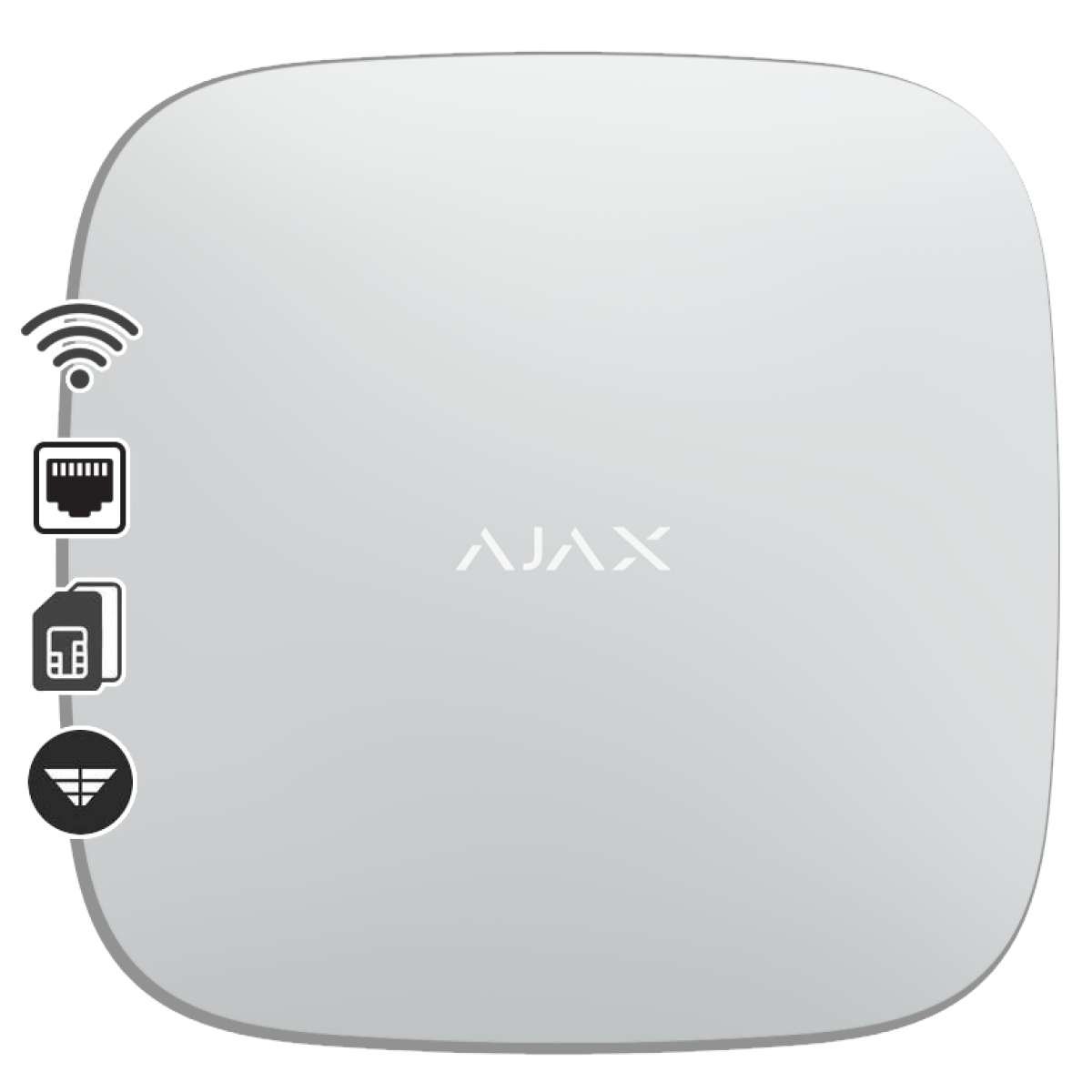 AJAX - HUB 2 PLUS WHITE Ασύρματη κεντρική μονάδα με Dual Micro SIM (2G/3G/LTE), Ethernet και Wifi σε λευκό χρώμα.