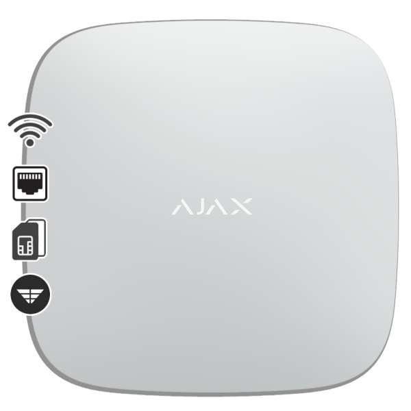AJAX - HUB 2 PLUS WHITE Ασύρματη κεντρική μονάδα με Dual Micro SIM (2G/3G/LTE), Ethernet και Wifi σε λευκό χρώμα.