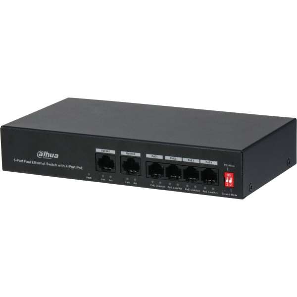 DAHUA - PFS3006-4ET-36 Switch με 4 θύρες PoE και 2 θύρες uplink. Τροφοδοσία 36W. (Unmanaged)