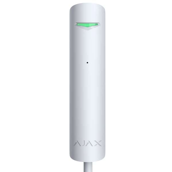 AJAX SYSTEMS - GLASS PROTECT FIBRA WHITE Ενσύρματος ανιχνευτής θραύσης κρυστάλλων FIBRA, σε λευκό χρώμα.