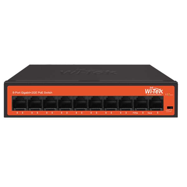 WI-TEK - WI-PS308GH V2 Gigabit Switch με 8 θύρες PoE (250 μέτρα) και 2 θύρες uplink. Λειτουργία VLAN. Τροφοδοσία 65W.