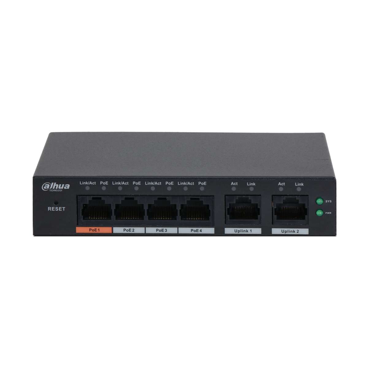 DAHUA - CS4006-4GT-60 Cloud Managed switch με 4 θύρες PoE 1000Μbps με 2 θύρες Uplink 1000Mbps. Aπομακρυσμένη διαχείριση μέσω κινητού.