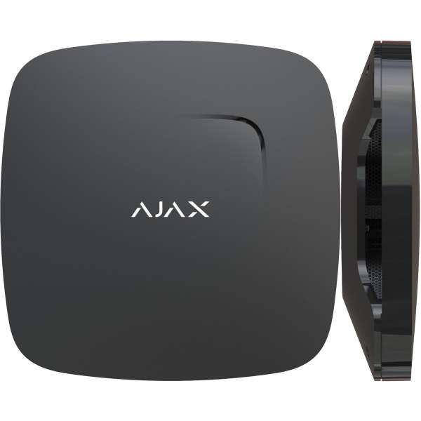 AJAX - FIRE PROTECT BLACK Ασύρματος ανιχνευτής καπνού και θερμοκρασίας με ενσωματωμένη σειρήνα, σε μαύρο χρώμα.