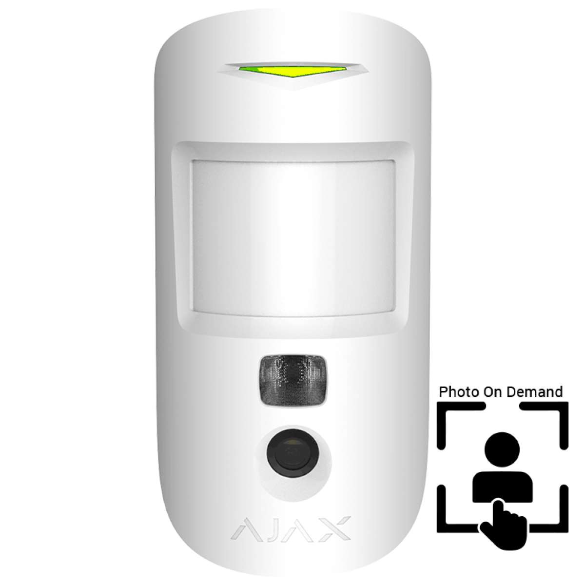 AJAX - MOTION CAM WHITE (PhOD) Ασύρματος ανιχνευτής κίνησης σε λευκό χρώμα με ενσωματωμένη κάμερα για φωτογραφίες κατ' επιλογή.