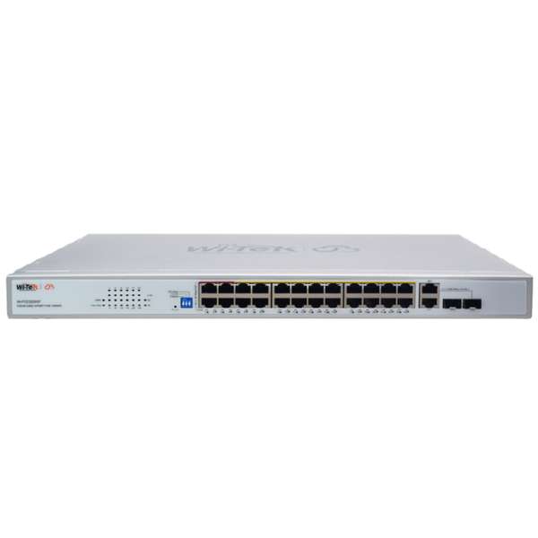 WI-TEK - WI-PCES226GF Rackmount Switch με 24 θύρες PoE (250 μέτρα), 2 θύρες uplink και 2 θύρες Combo SFP. Λειτουργία VLAN. Τροφοδοσία 280W.