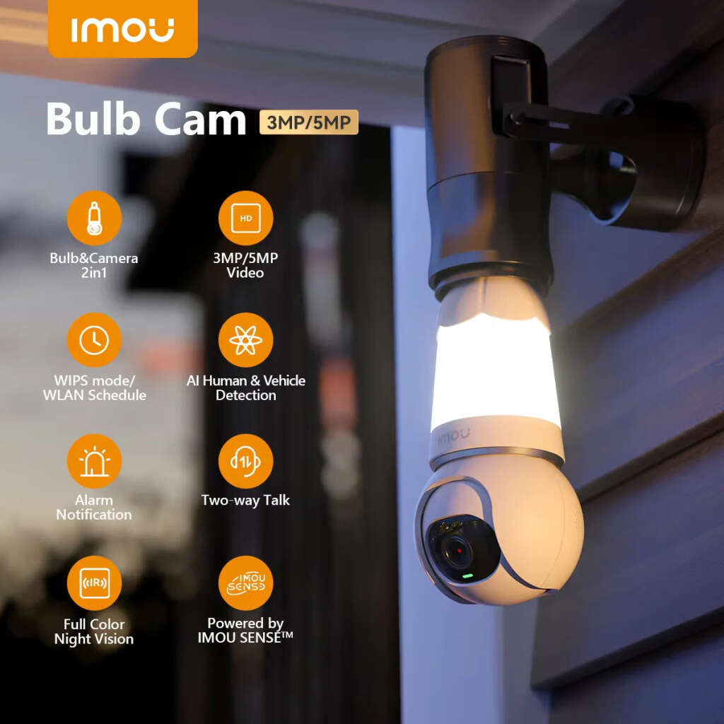 IMOU Bulb Cam 5MP (IPC-S6DP-5M0WEB-E27) - IP Κάμερα Παρακολούθησης Wi-Fi Λάμπα