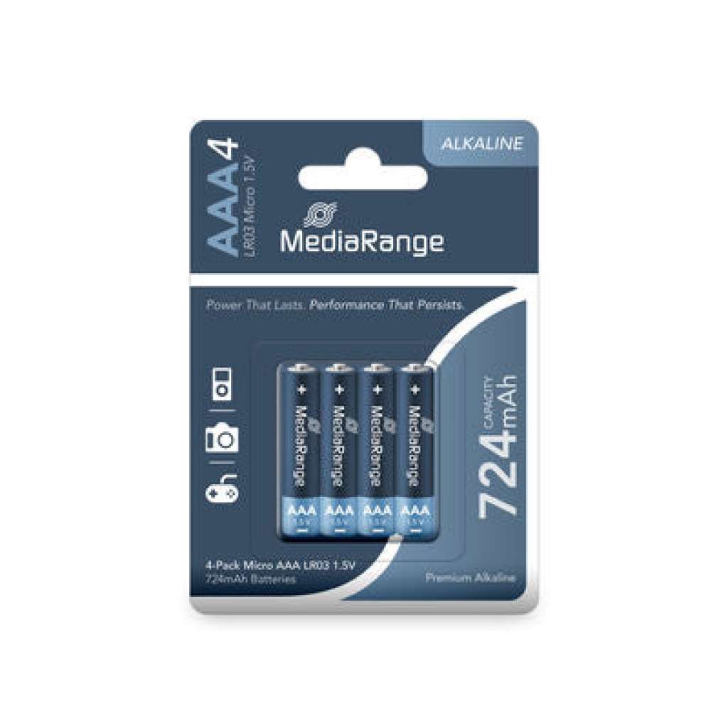 Αλκαλική Μπαταρία MediaRange Premium AAA 1.5V (LR3) (4 Pack) (MRBAT101)