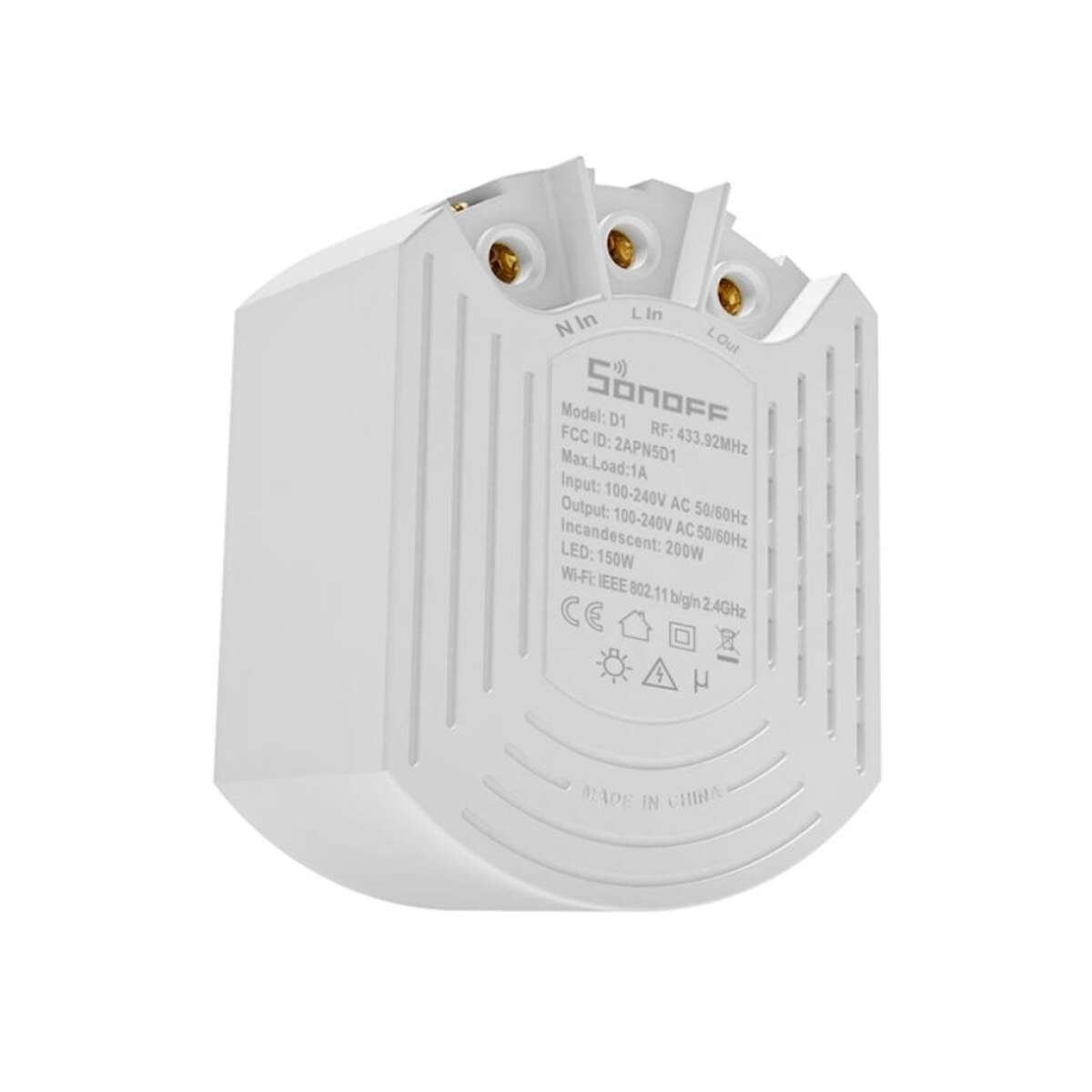 Sonoff D1 - Έξυπνος Ενδιάμεσος Διακόπτης Dimmer RF 433.92MHz