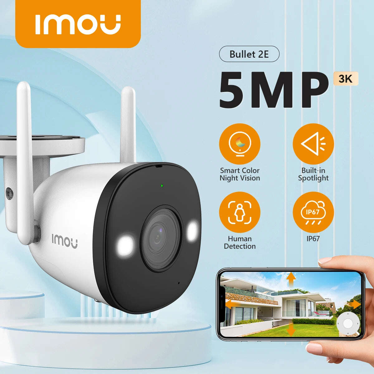 IMOU Bullet 2E 5MP (IPC-K3DP-5H0WF) - IP Κάμερα Παρακολούθησης Wi-Fi
