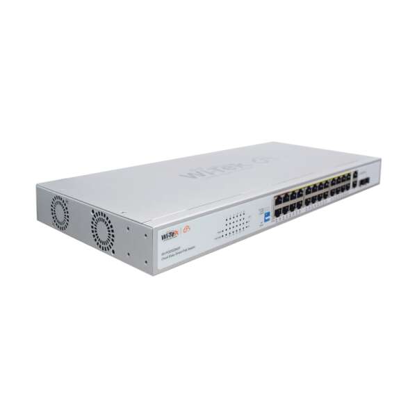 WI-TEK - WI-PCES226GF Rackmount Switch με 24 θύρες PoE (250 μέτρα), 2 θύρες uplink και 2 θύρες Combo SFP. Λειτουργία VLAN. Τροφοδοσία 280W.
