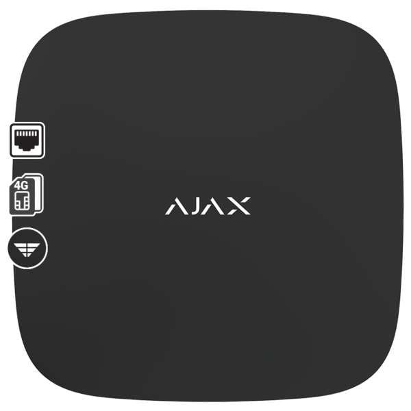 AJAX - HUB 2 (4G) BLACK Ασύρματη κεντρική μονάδα με διασύνδεση GSM/GPRS (Dual Micro SIM 2G/3G/LTE) και Ethernet.