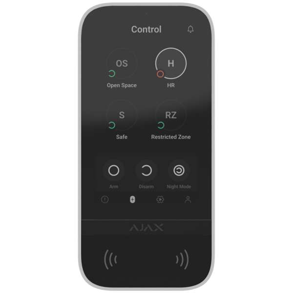 AJAX - KEYPAD TOUCHSCREEN WHITE Ασύρματο πληκτρολόγιο με οθόνη αφής 5'' (inch), σε λευκό χρώμα.