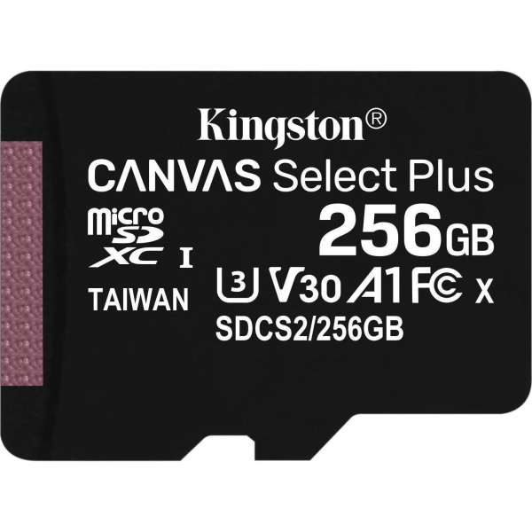 KINGSTON - MicroSD SDCS2 256GB Κάρτα μνήμης microSD 256GB για αποθήκευση της καταγραφής σε IP κάμερες.