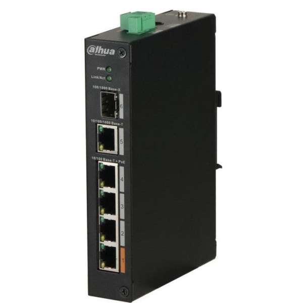 DAHUA - PFS3106-4ET-60-V2 Switch με 4 θύρες PoE, 1 θύρα uplink 1000Mbps και 1 θύρα SFP. (Unmanaged, Hardened)