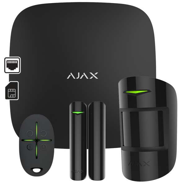 AJAX - STARTER KIT BLACK Σετ κεντρικής μονάδας IP & Sim, σε μαύρο χρώμα.
