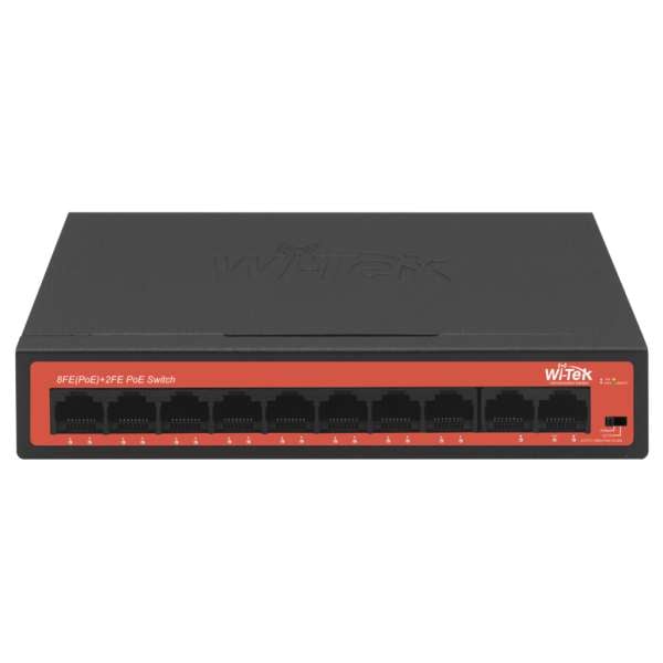 WI-TEK - WI-PS210H Switch με 8 θύρες PoE (250 μέτρα) και 2 θύρες uplink. Λειτουργία VLAN. Τροφοδοσία 65W