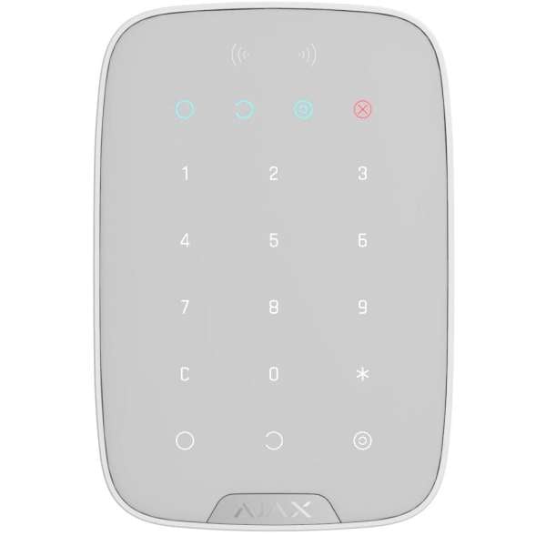 AJAX - KEYPAD PLUS WHITE Ασύρματο πληκτρολόγιο αφής με ενσωματωμένο Proximity Reader, σε λευκό χρώμα.